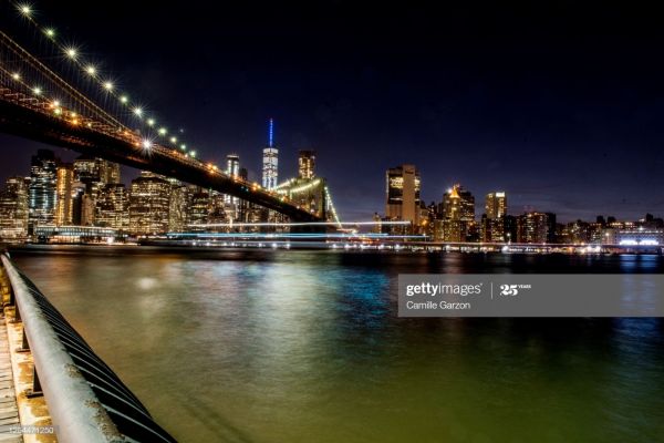 Brooklyn Bridge and Manhattan Skyline at night for Getty Images  - Places - Flash Me New York Commercial Photography Photographer in NY
